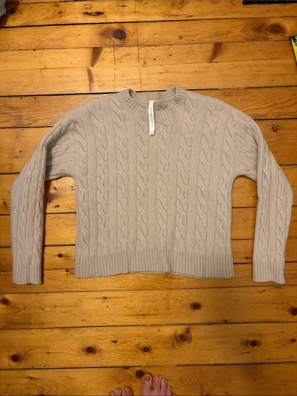 Babaton Cable-Knit Crewneck Sweater - Cream